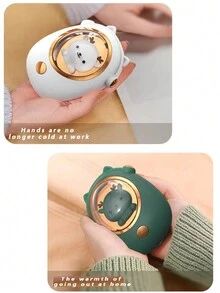 1pc Cute Pet (Green) Usb Rechargeable Hand Warmer With 2-Level Temperature Adjustment & Rgb Light, Mini Portable Hand Warmer Heat Therapy Device, Perfect Gift - Green - View 3