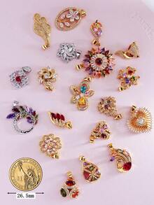 1 Set Of Shiny Rhinestone Pendant, Can Be Diy As Necklace Or Earrings, Various Styles Available - Sunflower - View 4