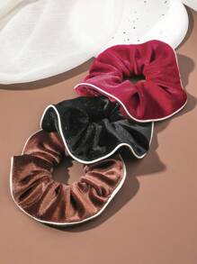 3 件/套純色時尚天鵝絨髮圈,大尺寸 - 彩色 - 查看 2