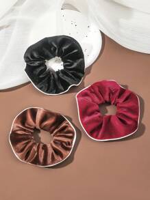 3 件/套純色時尚天鵝絨髮圈,大尺寸 - 彩色 - 查看 1