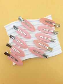 10pcs Hair Shiny Sequin Glitter No-Trace Clips, Suitable For Bangs, Skateboard, Duck Mouth - Pink - View 2