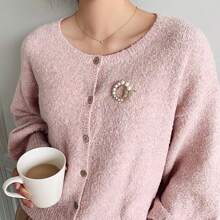 高級銀鍍胸針,適用於女士服裝裝飾,防滑披肩針毛衣夾克外套配件 - 珍珠蝴蝶銀色 - 查看 7