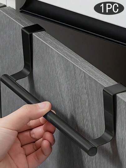 1 pieza Barra de toallas de acero inoxidable, Estante colgante de toallas para puerta de gabinete de baño, Estante de almacenamiento de paños de cocina, Barra de toallas colgante de acero inoxidable para puerta, Estante de almacenamiento de toallas sin perforación, Accesorios de cocina, Accesorios de baño, Herramientas de baño