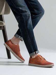 SHOESMALL Men's Leather Fashion Sneakers Retro Casual Shoes Breathable Dress Sneakers