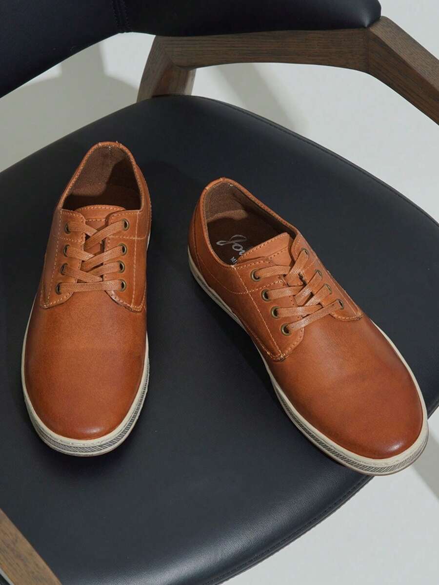 SHOESMALL Men's Leather Fashion Sneakers Retro Casual Shoes Breathable Dress Sneakers