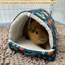 1入森林豚鼠房床舒適倉鼠洞巨大藏身之所,針鼠龍鬚鬚冬季巢穴倉鼠籠配件 - 綠色 - 查看 1