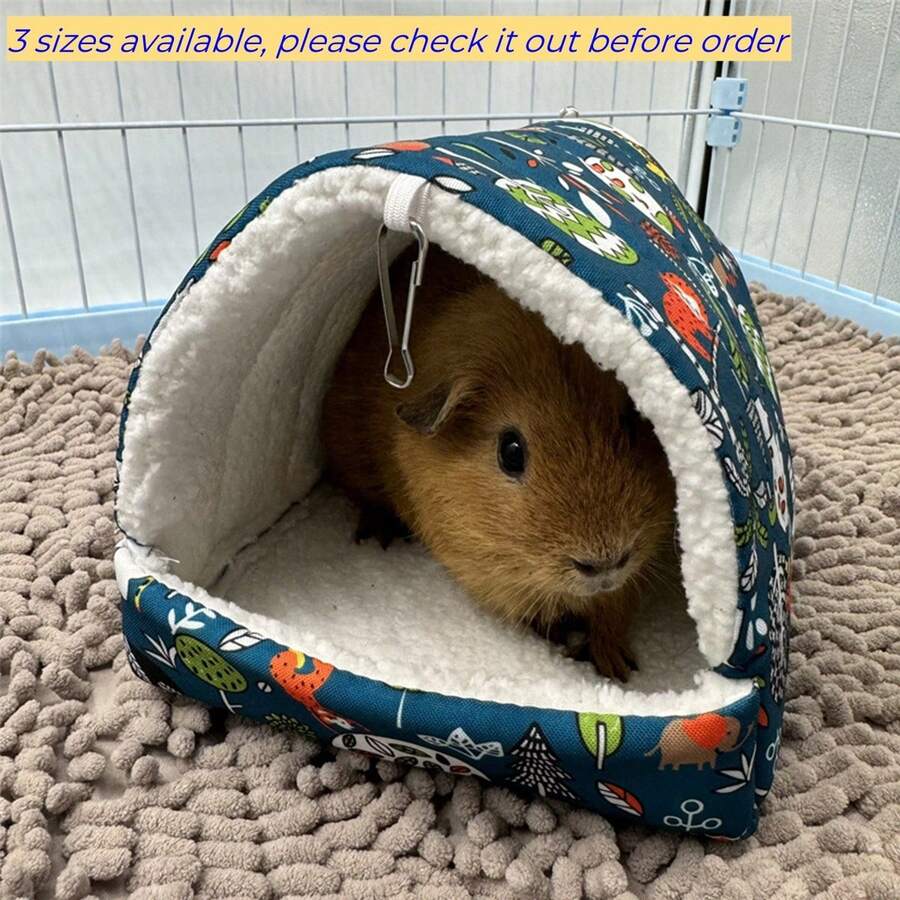 1入森林豚鼠房床舒適倉鼠洞巨大藏身之所,針鼠龍鬚鬚冬季巢穴倉鼠籠配件 - 綠色 - 查看 1