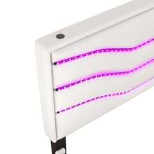 MERAX Queen Size Upholstered Storage Platform Bed With LED, 4 Drawers And USB Charging - trắng - Xem 10