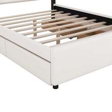 MERAX Queen Size Upholstered Storage Platform Bed With LED, 4 Drawers And USB Charging - trắng - Xem 11