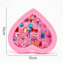 36pcs Random Colorful Gemstone Rings For Children With Heart Shape Gift Box - Multicolor - View 2