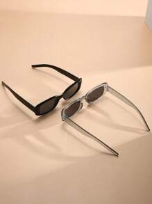 2 Pairs Teenagers' Personalized Square Glasses, Suitable For Daily Wear - Black - View 2