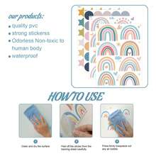 4入組波西米亞風彩虹星點圖案可拆式牆貼,適用於兒童房,復古臥室裝飾 - 彩色 - 查看 9