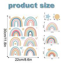 4入組波西米亞風彩虹星點圖案可拆式牆貼,適用於兒童房,復古臥室裝飾 - 彩色 - 查看 11