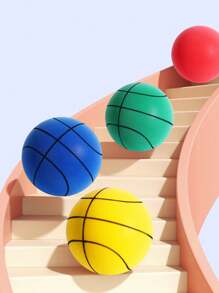 無聲籃球投籃練習輕敲球室內籃球訓練彈性海綿小pu球玩具1入組 - 橘色 - 查看 6