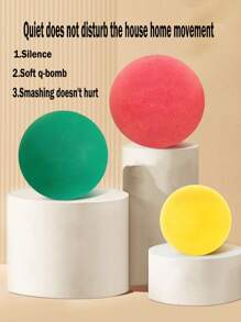 無聲籃球投籃練習輕敲球室內籃球訓練彈性海綿小pu球玩具1入組 - 橘色 - 查看 5