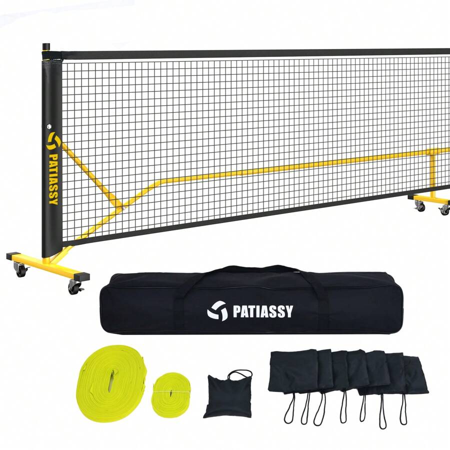 Patiassy Pickleball Net Set with Wheels and Pickleball Court Marking