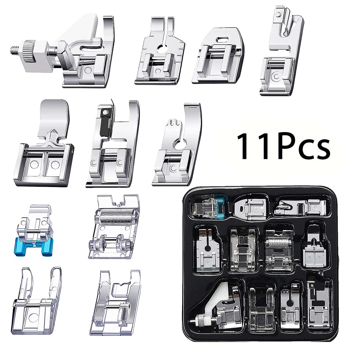 1 Set Of 11 Pieces Sewing Machine Presser Foot Set With Storage Box