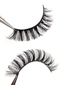 20 Pairs D Curl Full Strip Lashes Faux Mink Eyelashes Reusable Fluffy Russian Strip Lashes Eyelashes Extensions - Black - View 2