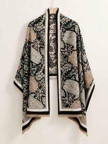 1條女士印花提花圍巾,流蘇邊,時尚的包覆物 - 彩色 - 查看 1