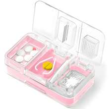 Cortador de Pastillas Pequeñas, Triturador De Pastillas, Moledor de Pastillas, Partidor de Pastillas con Cortador de Pastillas 3 en 1, Pill Cutter para Dividir Medicamentos y Vitaminas - Rosa - Ver 2