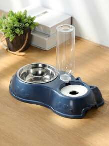 1入組寵物貓餵食和飲水二合一自動餵食和飲水套裝,防翻米碗,頸部保護碗,貓碗,雙層碗,適合寵物貓和狗 - 藍色 - 查看 2