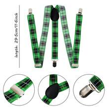 St. Patrick'S Day Costume Accessories Kit Green Black Buffalo Plaids Beret, Bow Tie And Suspender Irish Holiday Dress Up Costumes For Men Women Teens St. Patrick'S Day Cosplay Party Supplies - Green - View 3