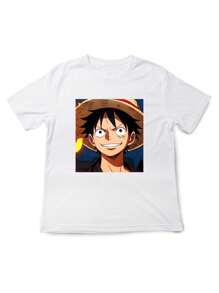 Camiseta Hombre Anime Luffy One Piece Diseño estampado Moda Cosmica - Blanco - Ver 1