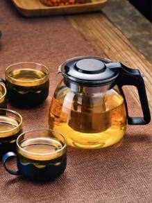 1set Heat Resistant Glass Tea Pot With Filter And 4 Cups, Chinese Kungfu Tea Set - Black - View 11