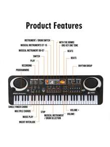 1入隨機顏色和款式的61鍵多功能電子鍵盤,具有演奏,唱歌,早期教育和大腦發育等功能,適合初學者培養音樂細胞 - 彩色 - 查看 3