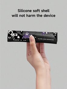 1pc Black Purple Spiderweb Pattern Tpu Protective Case Compatible With Switch Oled - Multicolor - View 3