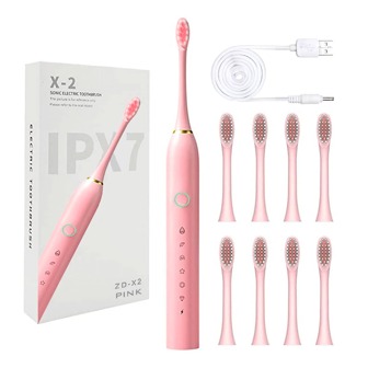 Cepillo De Dientes Eléctrico Sónico Multifuncional De 6 Modos, Incluye Un Set De Cabezales De Cepillo De 8 Piezas/4 Piezas, Con Temporizador Inteligente De 2 Minutos/recordatorio De Cambio De Zona De 30 Segundos, A Prueba De Agua Para Uso En El Hogar, Recargable Usb, Adecuado Para Parejas, Adultos, Niños, Cuidado Oral O Uso De Viaje