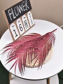 1 件人造盆栽三花莖鐵樹葉北歐葉子設計婚禮裝飾花 - 紅色 - 查看 4