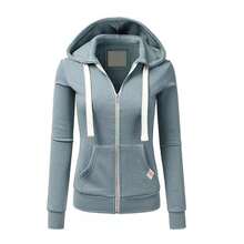 Chamarra Mujer Sudadera Hoodie Moda Casual Calidad. Abrigo grueso con cremallera para fiestas deportivas de ocio diario, color: negro, rosa, rojo y verde, número de código: S - XL - Azul - Ver 1