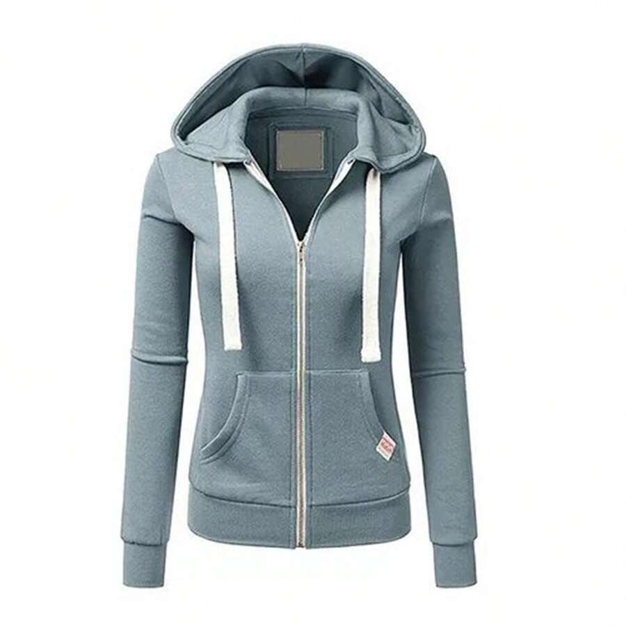 Chamarra Mujer Sudadera Hoodie Moda Casual Calidad. Abrigo grueso con cremallera para fiestas deportivas de ocio diario, color: negro, rosa, rojo y verde, número de código: S - XL - Azul - Ver 1