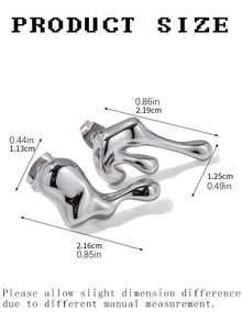 一对不对称液态金属镂空耳环，嘻哈朋克风，时尚个性长款耳环，女士旅行配饰 - 熔岩 - 查看 6