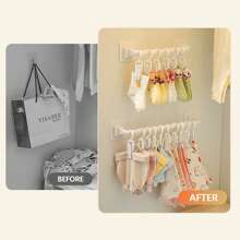 Regalhalterung ohne Bohren mit 10 Clips, Baby Kleiderschrank Organizer für Kleidung, Lätzchen, Mützen, Socken und Unterwäsche, Liebes Valentinstag