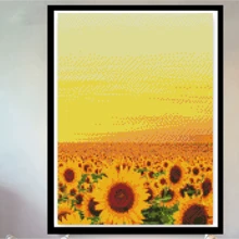 新款十字繡套件,向日葵設計,簡約現代美感,全套繡花,縱向風景,繡品跨境情人必備 - 11CT三股繡棉線 - 查看 1