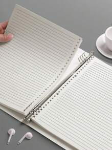 1pc A5/b5 Frosted Shell With Large Capacity, Waterproof, Detachable & Simple Loose-leaf Binder Soft Cover Notebook With Replacement Refills And Non-hand-stuck Loose-leaf Shell - White - View 1