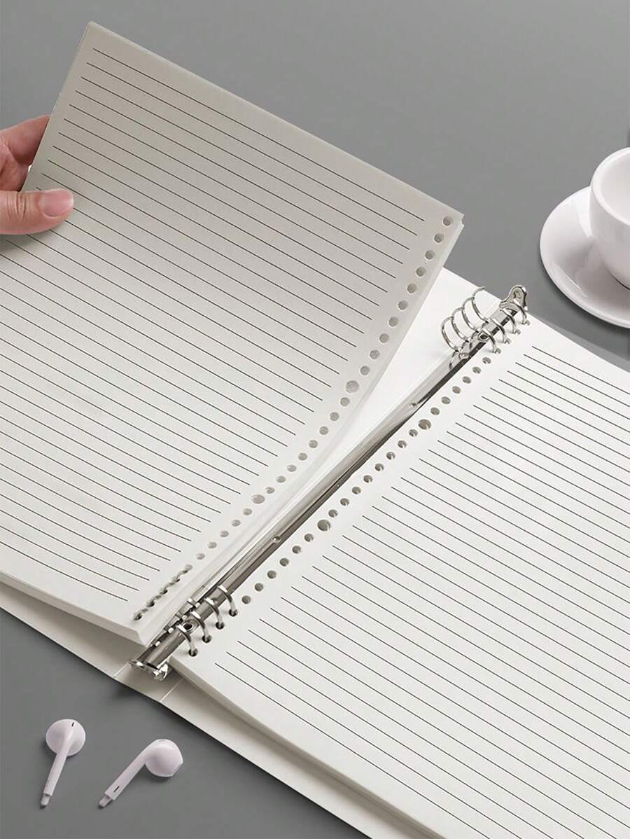 1pc A5/b5 Frosted Shell With Large Capacity, Waterproof, Detachable & Simple Loose-leaf Binder Soft Cover Notebook With Replacement Refills And Non-hand-stuck Loose-leaf Shell - White - View 1