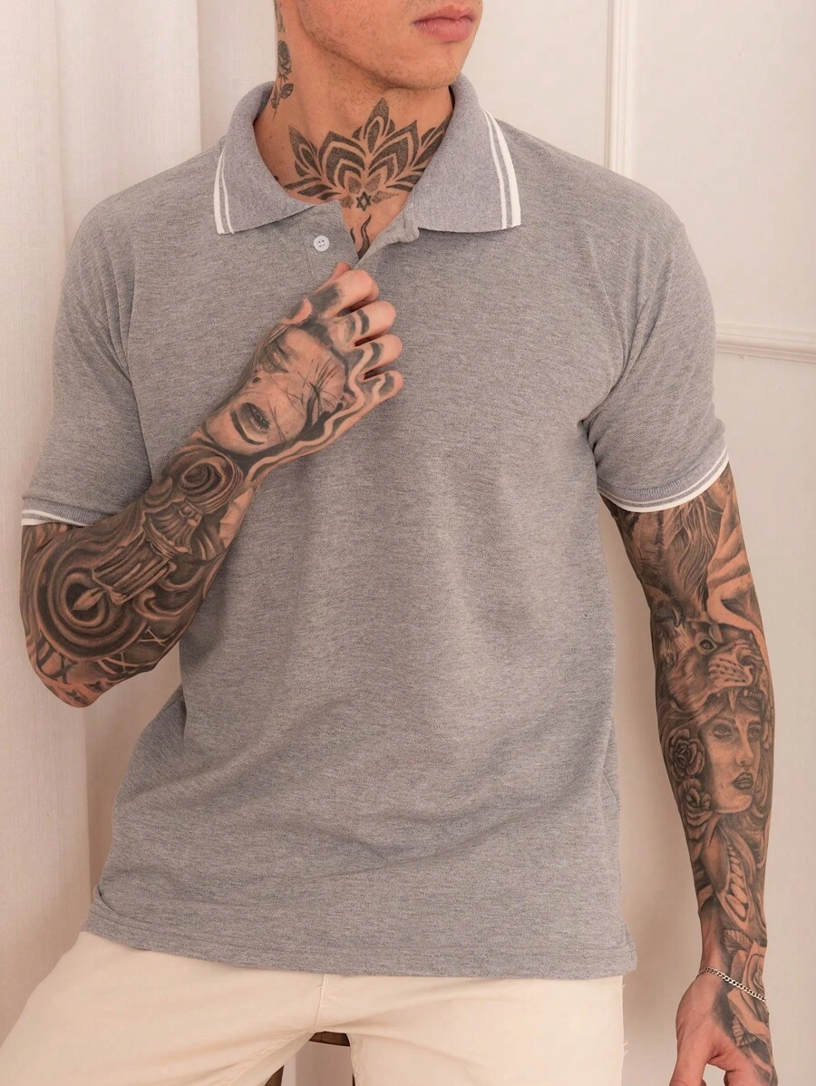 Men Polo Shirts - Light Grey - View 1