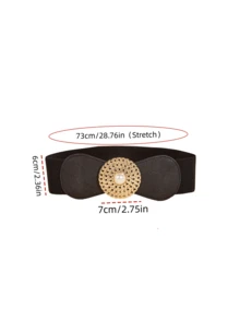 1pc Women's Wide Metal & Pearl Textured Cutout Waist Belt For Slimming And Dressing Up Suits In Any Season - White - View 5