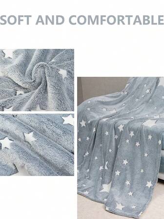Glow In The Dark Blanket - Grey Soft Star Moon Flannel Blanket For Boys Girls Teens Kids Star Moon Throw Blanket Toys For Kids Gifts For Birthday Christmas Easter Thanksgiving,Sofa Blanket,Birthday Gift, Christmas Gift, Thanksgiving Presents,260GSM,Birthday Gift For 1 2 3 4 5 6 7 8 9 10 Year Old,Kids Throw Blanket