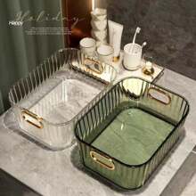 1個多功能寵物桌面儲物箱,適用於護膚和化妝收納,也可以用於梳妝臺、浴室配件和零食儲物籃 - 白色 - 查看 6