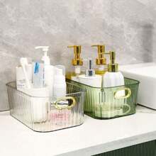 1個多功能寵物桌面儲物箱,適用於護膚和化妝收納,也可以用於梳妝臺、浴室配件和零食儲物籃 - 白色 - 查看 5