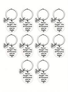 10入組不鏽鋼鑰匙扣,適用於老師、朋友和同事,退休禮物,情人節禮物 - 銀色 - 查看 1