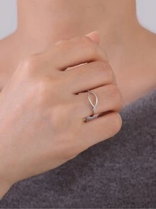 1pc Stainless Steel Cute Kissing Fish, Deer, Bear Ring For Women, Fashionable Accessory For Date, Christmas Gift - Animal - View 9