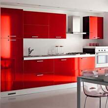 閃閃發光的接觸紙裝飾用於櫥櫃、檯面、廚房擱板墊、閃閃發亮的自粘膜剝離和粘貼,防水可拆除的壁紙 - 紅色 - 查看 4