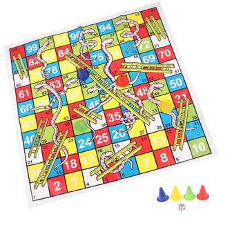 1pc Foldable Snakes And Ladders Game Board [Lightweight Plastic], Fun Board Game, Portable Ludo Game, Board Game, Party Game, Game Gift