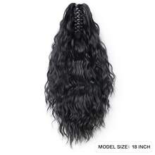 馬尾髮片龍爪18英寸,pt002 Tia長款多層髮,蓬鬆密集的波浪捲髮夾髮延伸馬尾自然柔軟的合成髮片,女性黑色 - 黑色 - 查看 2