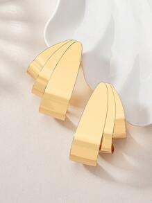 1pair Exquisite & Stylish Three-layer Symmetrical Water Drop Shape Earrings - Gold - View 1